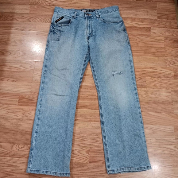 Ariat Mens M4 Low Rise Basic Boot Cut Jeans Western Distressed - Picture 1 of 10